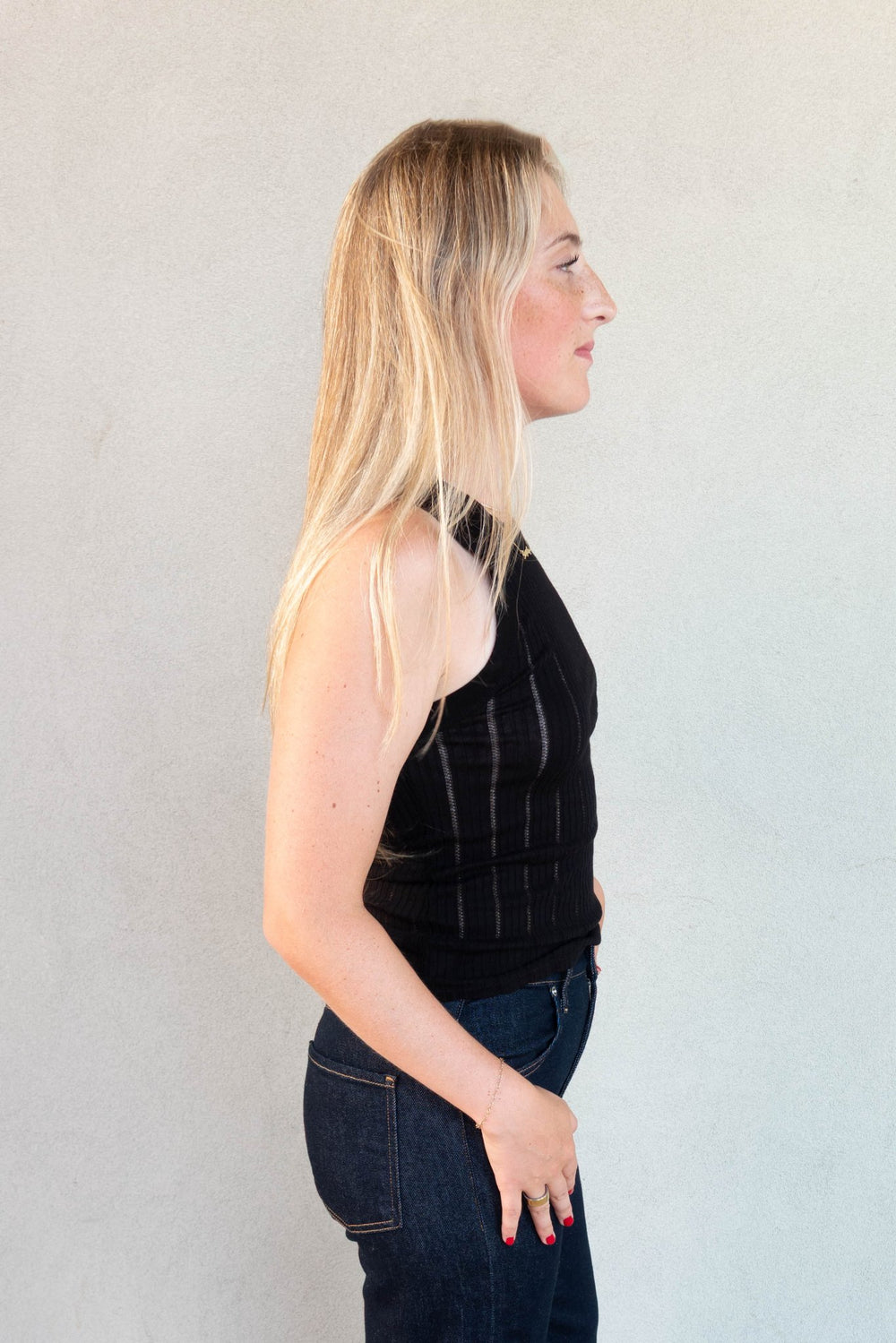 Aida Pointelle Racerfront Tank - Black - Jaffi's
