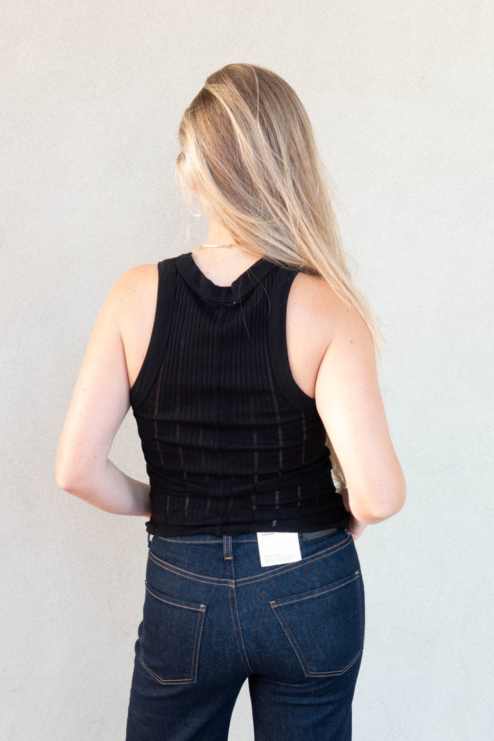 Aida Pointelle Racerfront Tank - Black - Jaffi&