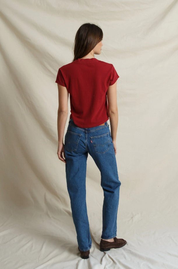 Alanis V Neck Tee - Ruby Red - Jaffi&