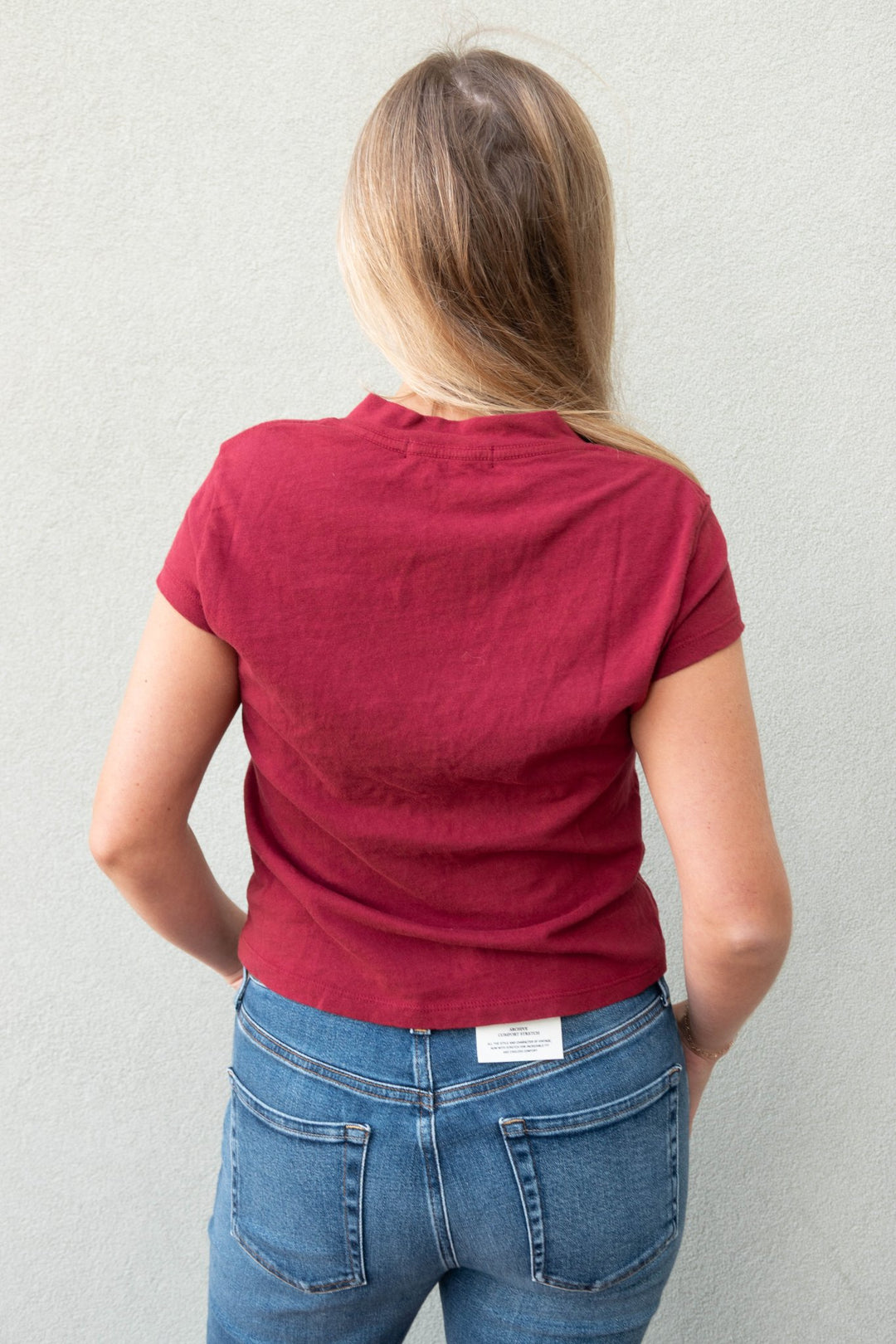 Alanis V Neck Tee - Ruby Red - Jaffi&