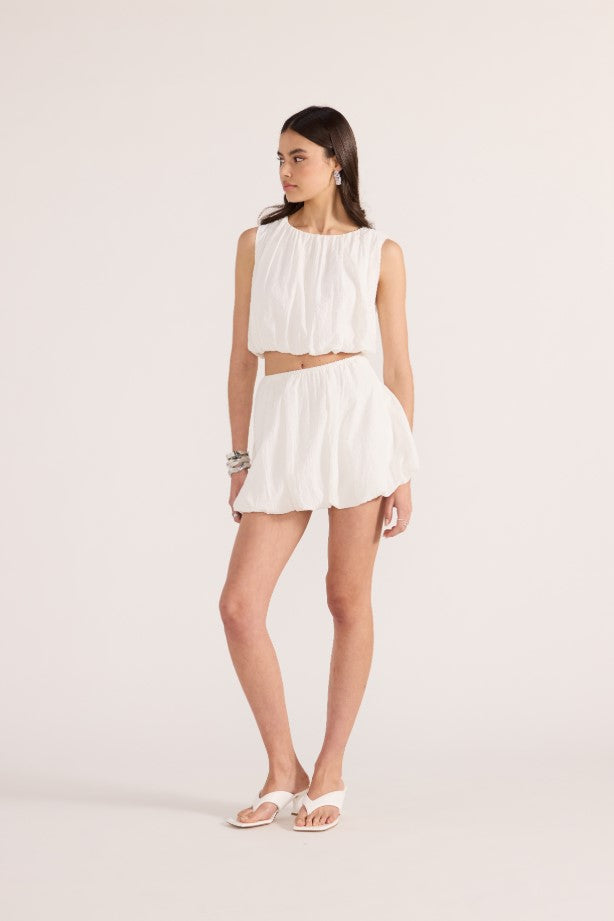 Alexa Bubble Crop Top - White