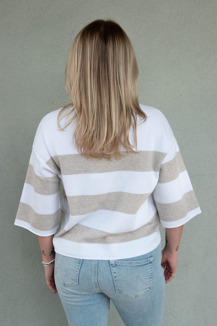 Amina Knit Top - Heather Cream Stripe - Jaffi&