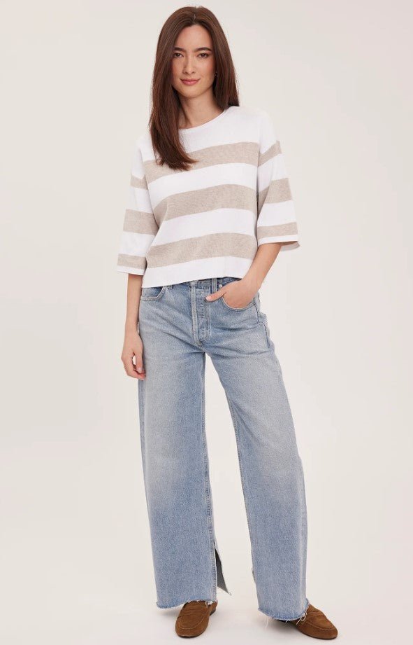 Amina Knit Top - Heather Cream Stripe - Jaffi&
