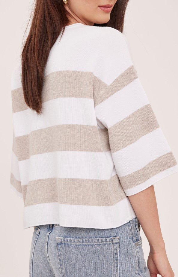 Amina Knit Top - Heather Cream Stripe - Jaffi&