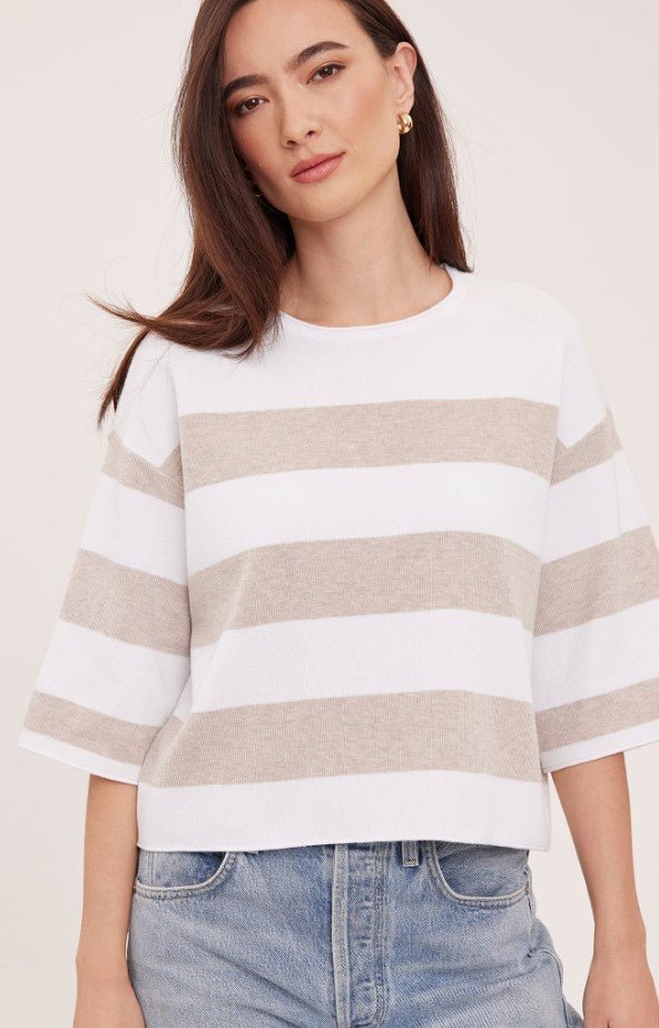 Amina Knit Top - Heather Cream Stripe - Jaffi&
