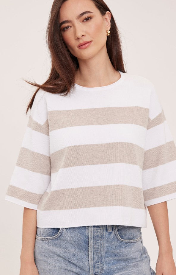 Amina Knit Top - Heather Cream Stripe