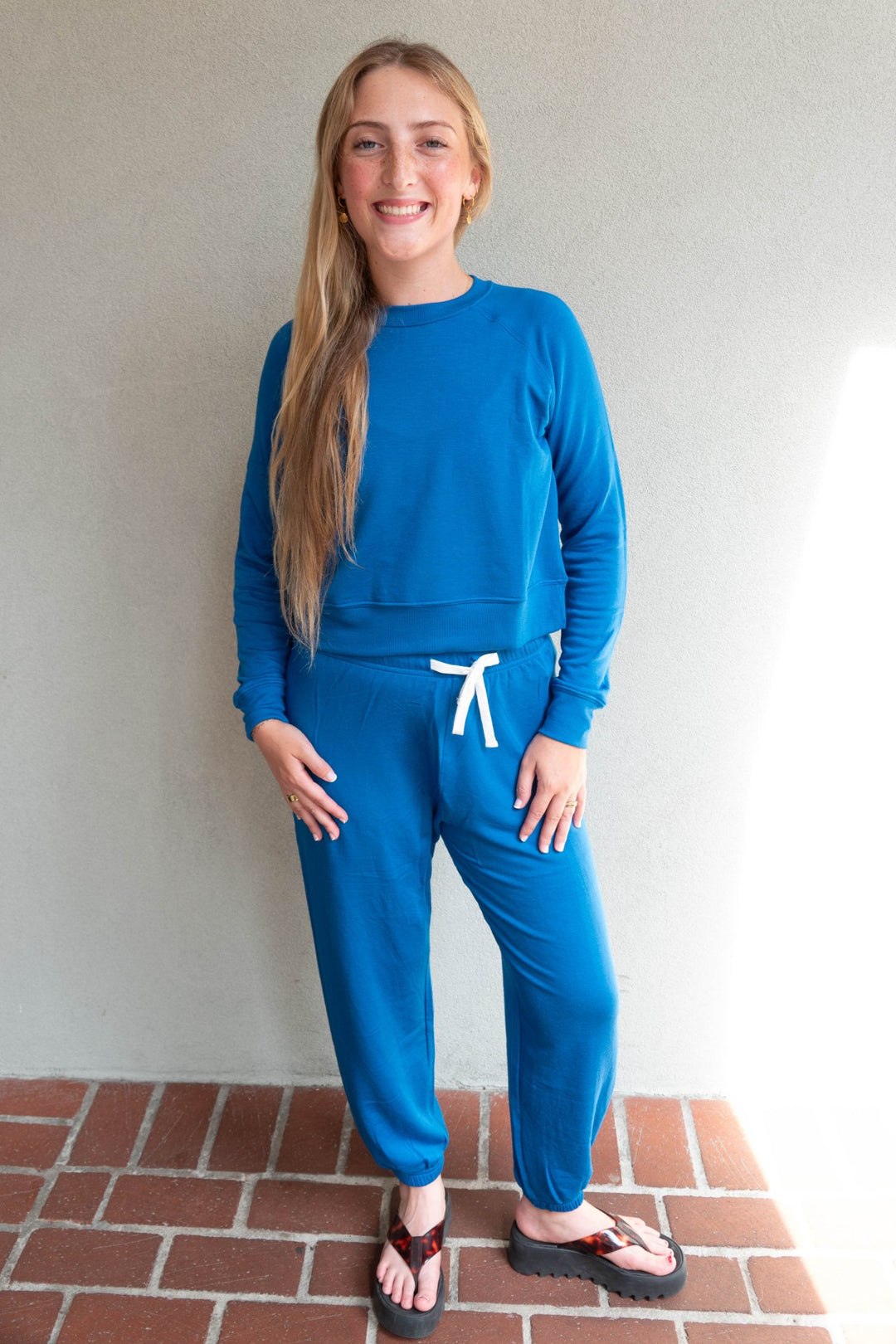 Andie Oversized Fleece Sweatpant - Classic Blue - Jaffi's
