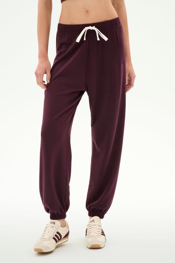 Andie Oversized Fleece Sweatpant - Dark Cherry - Jaffi&
