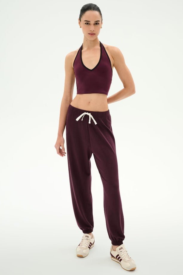 Andie Oversized Fleece Sweatpant - Dark Cherry - Jaffi&