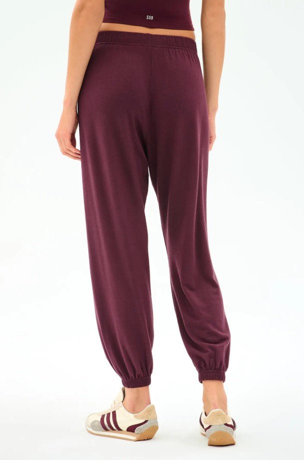Andie Oversized Fleece Sweatpant - Dark Cherry - Jaffi's