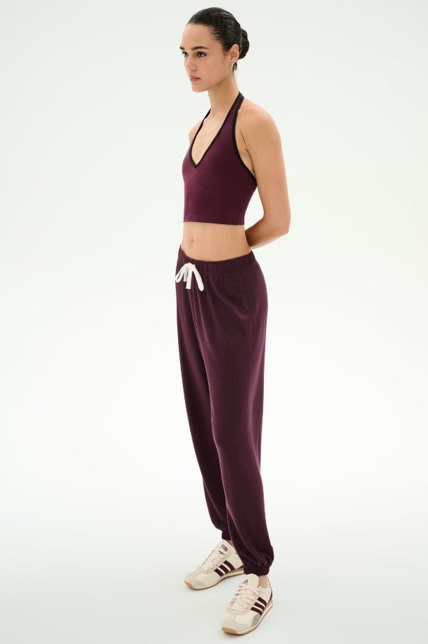 Andie Oversized Fleece Sweatpant - Dark Cherry - Jaffi&
