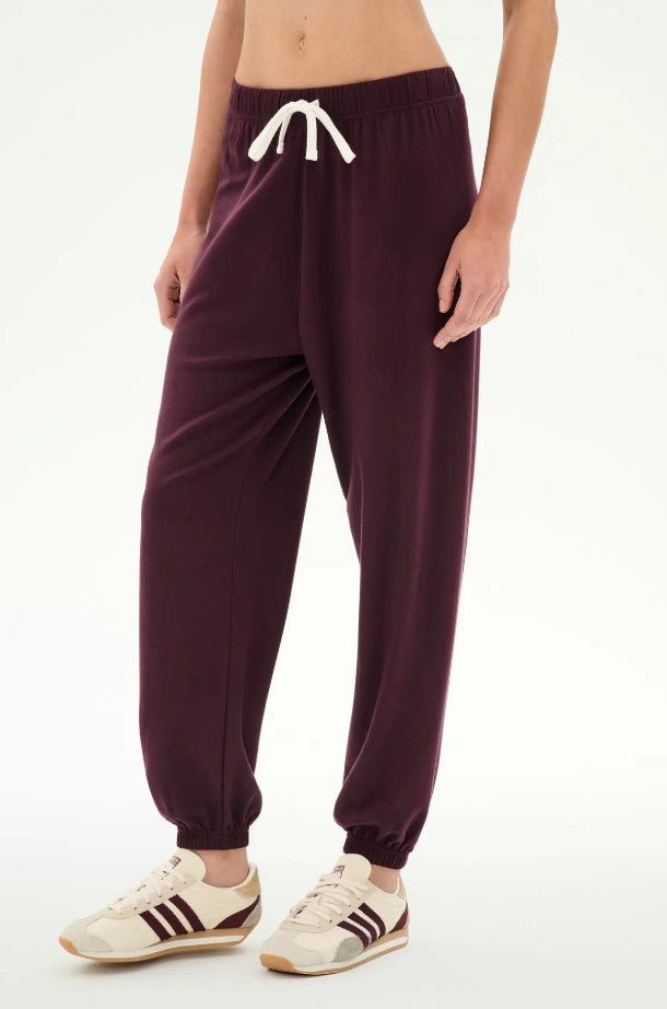 Andie Oversized Fleece Sweatpant - Dark Cherry - Jaffi&