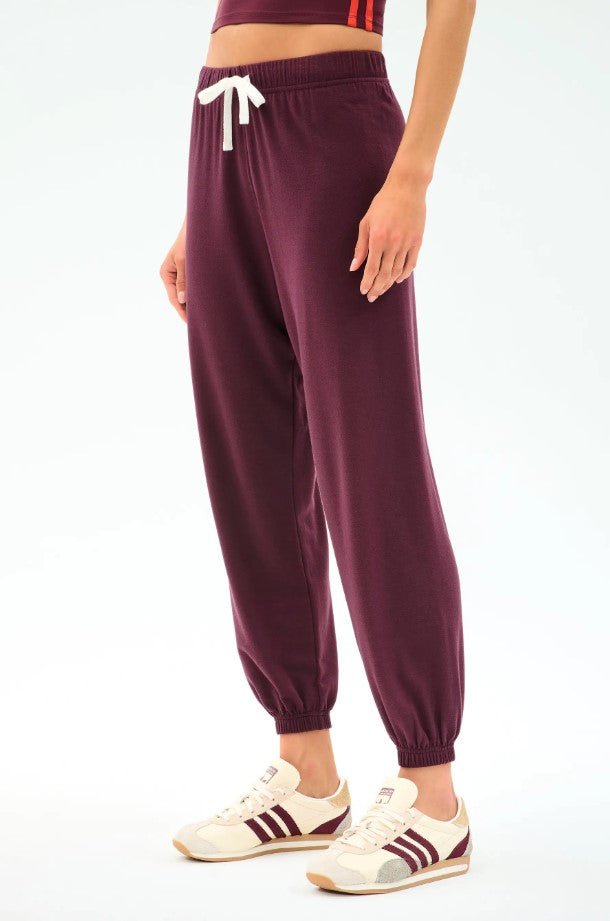Andie Oversized Fleece Sweatpant - Dark Cherry - Jaffi's