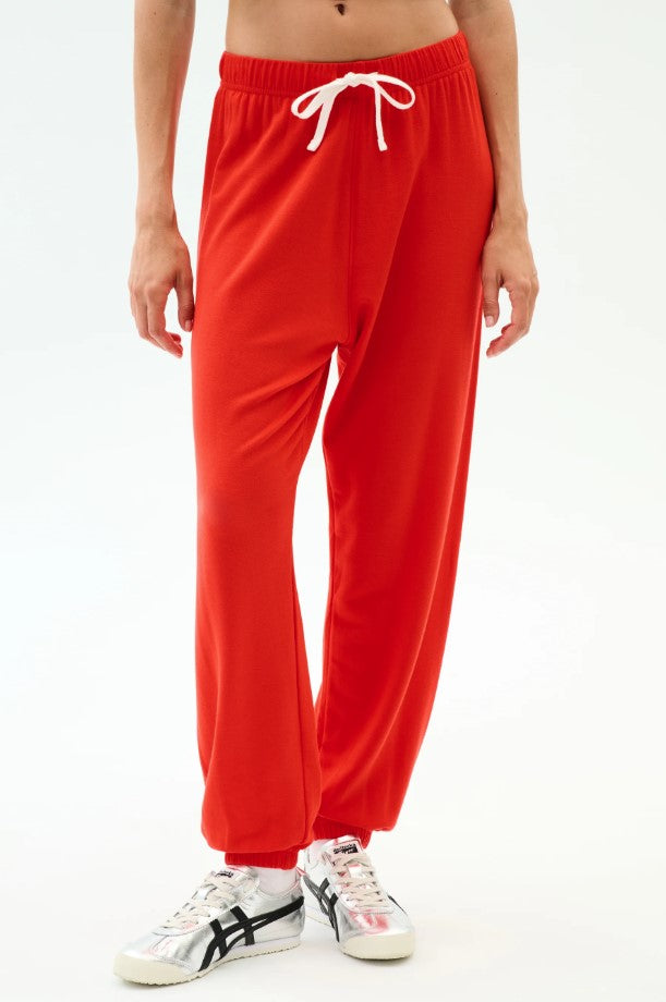 Andie Oversized Fleece Sweatpant - Lotus Red