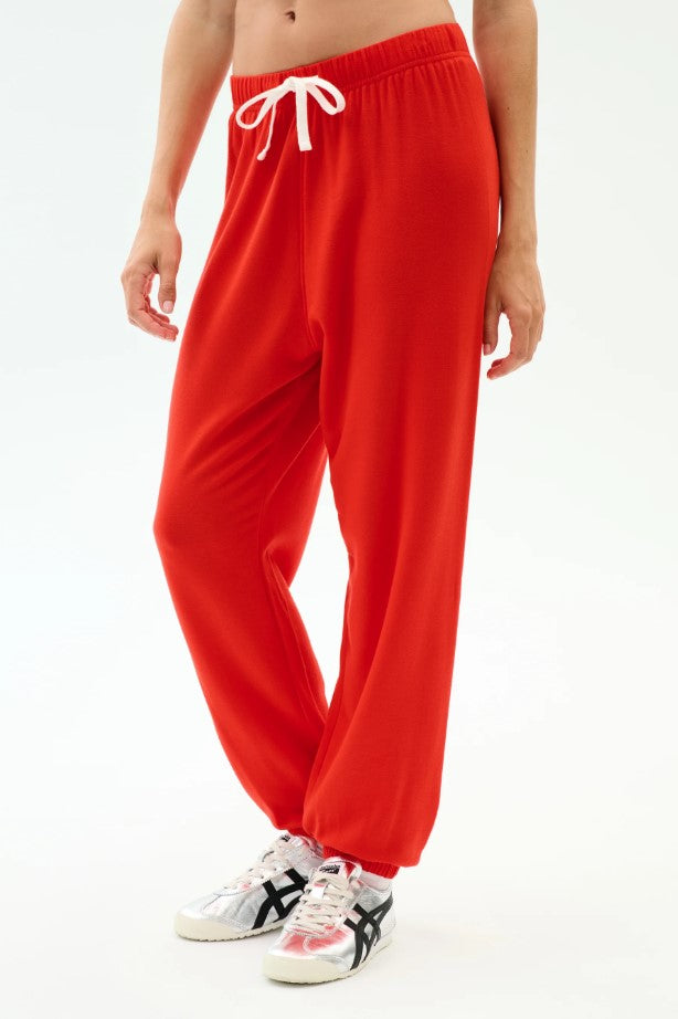 Andie Oversized Fleece Sweatpant - Lotus Red