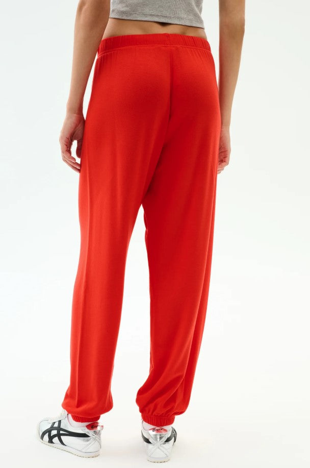 Andie Oversized Fleece Sweatpant - Lotus Red