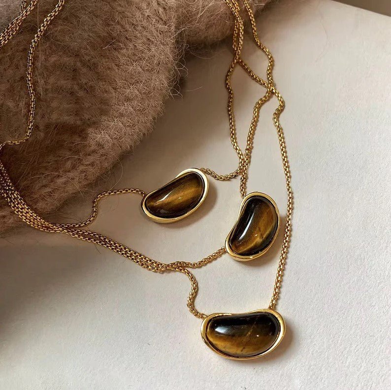 Angie Tiger Eye Pendant Necklace - Jaffi's