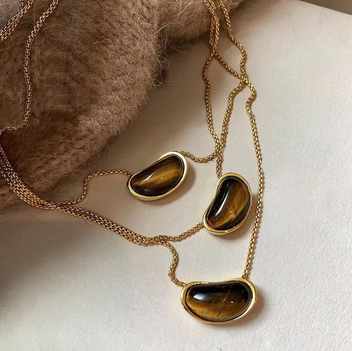 Angie Tiger Eye Pendant Necklace - Jaffi's