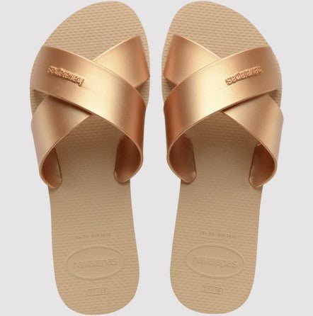 Aqua Metallic Sandal - Golden - Jaffi's