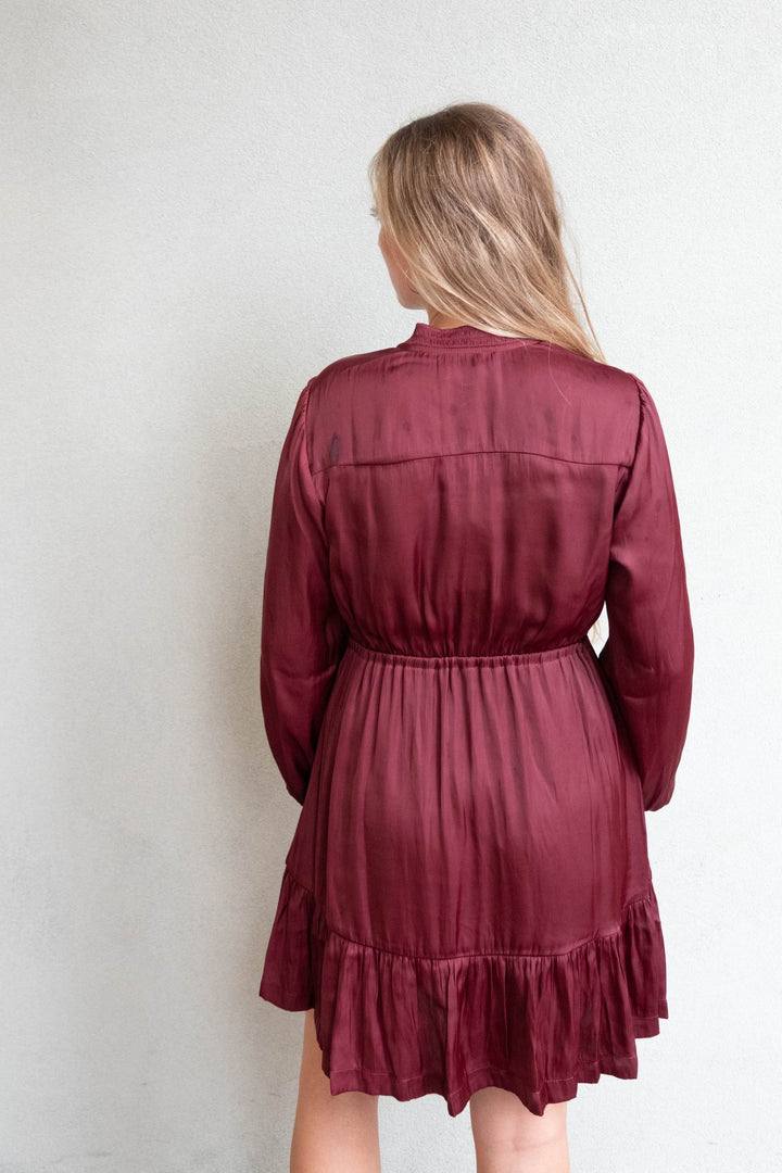 Arcadia Long Sleeve Dress - Wine - Jaffi&