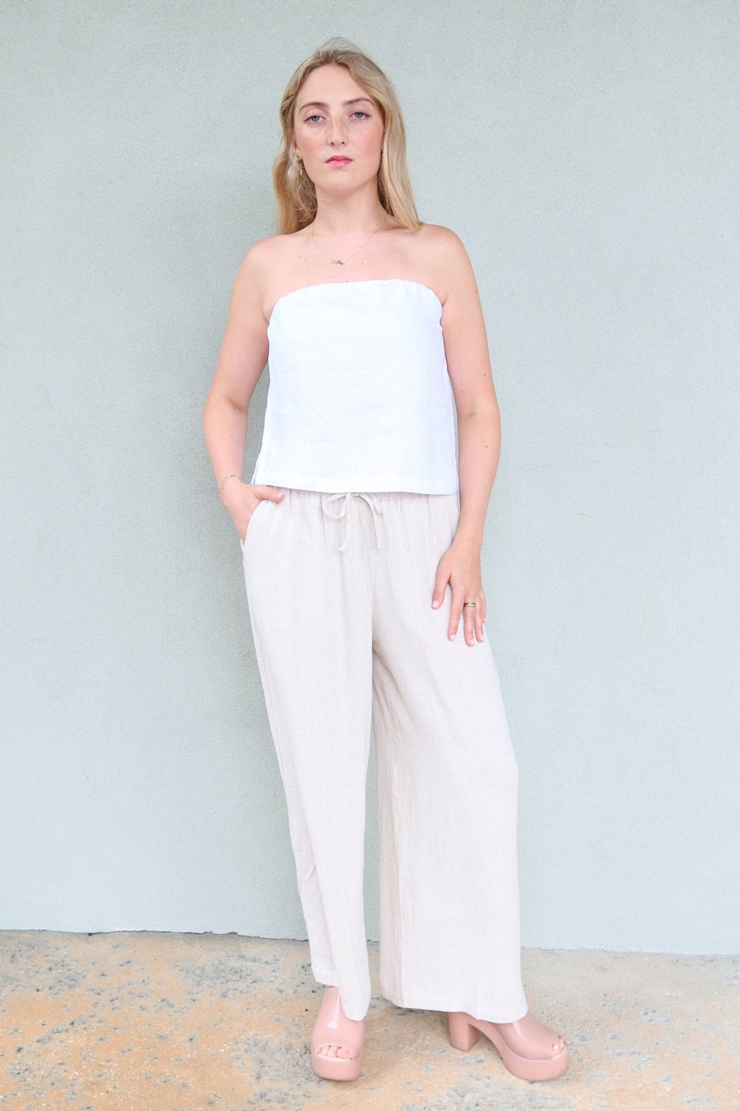 Arlo Wide Leg Pant - Linen - Jaffi's