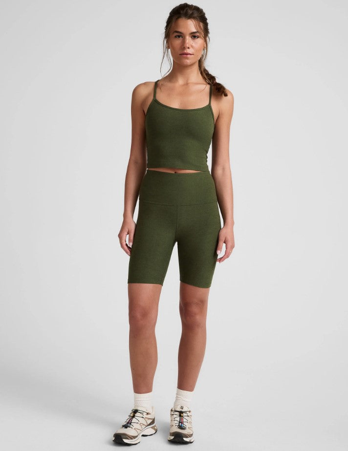 Slim Racerback Cropped Tank - Army Green Heather