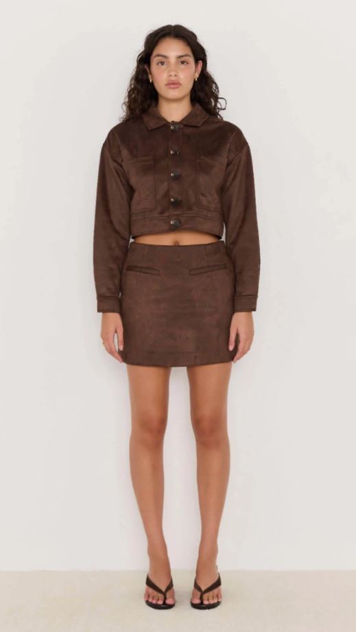 Aston Suede Mini Skirt - Chocolate