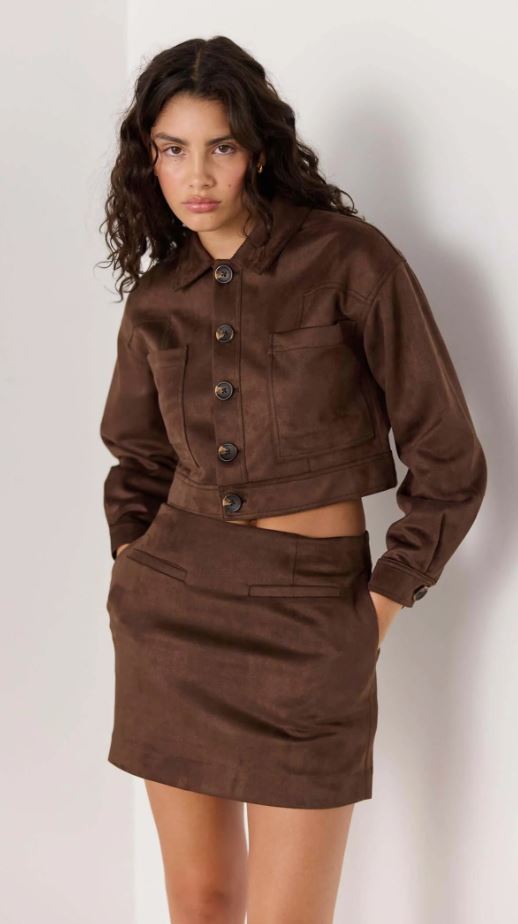 Aston Suede Mini Skirt - Chocolate