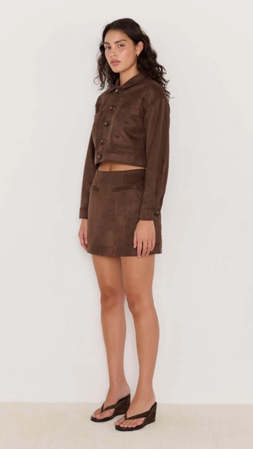 Aston Suede Mini Skirt - Chocolate