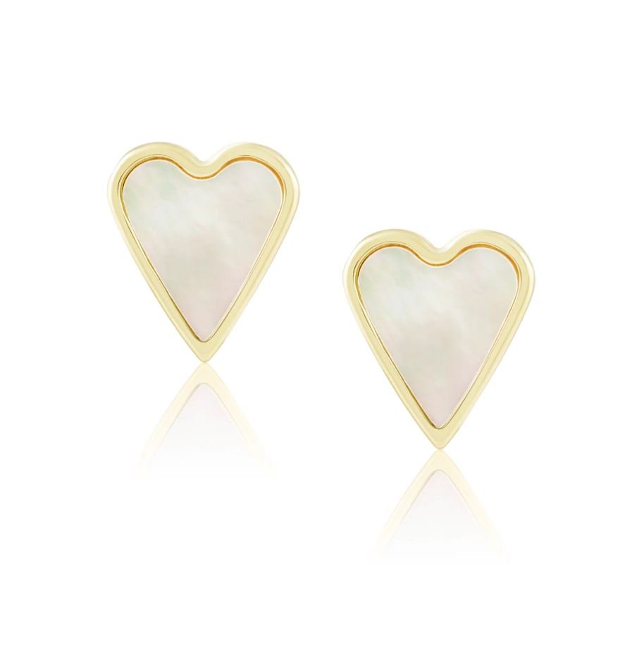Aubrey Mother of Pearl Heart Stud Earring - Jaffi's