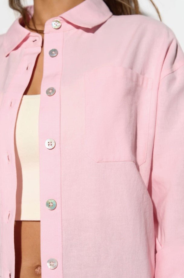 Aura Palm Echo Shirt - Blush Pink - Jaffi's