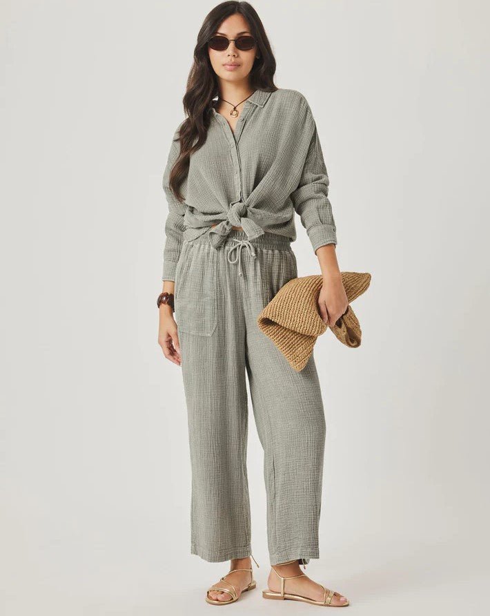 Ava Gauze Pant - Eucalyptus - Jaffi's