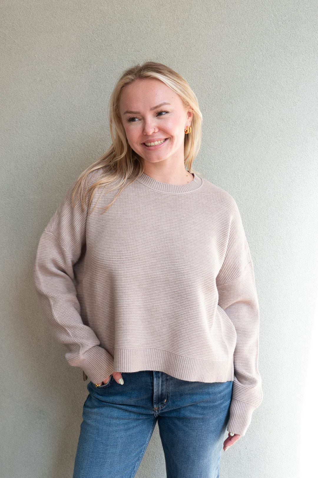 Axel Crewneck Sweater - Heather Latte - Jaffi's