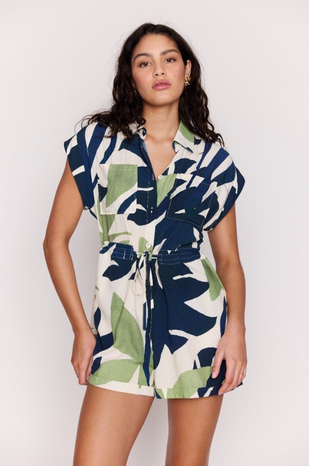 Azure Playsuit - Palm Leaves - Jaffi's