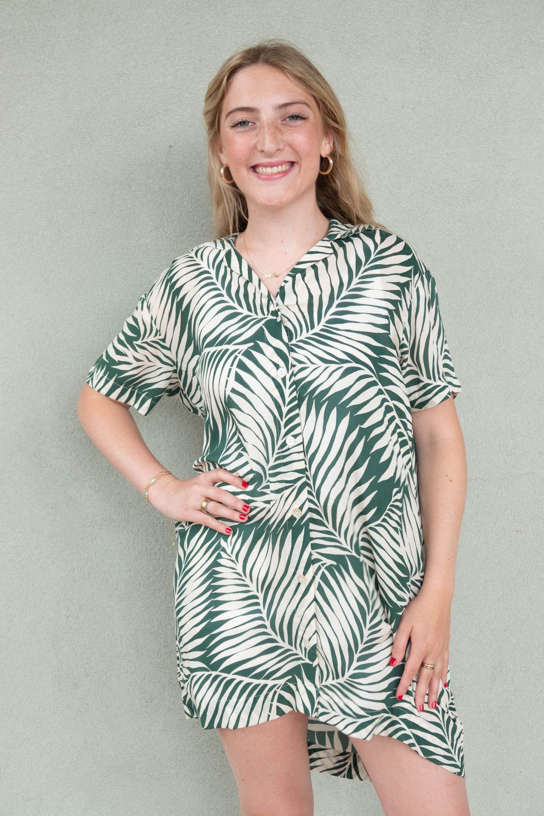 Azuris Shirt Dress - Drift Green - Jaffi's