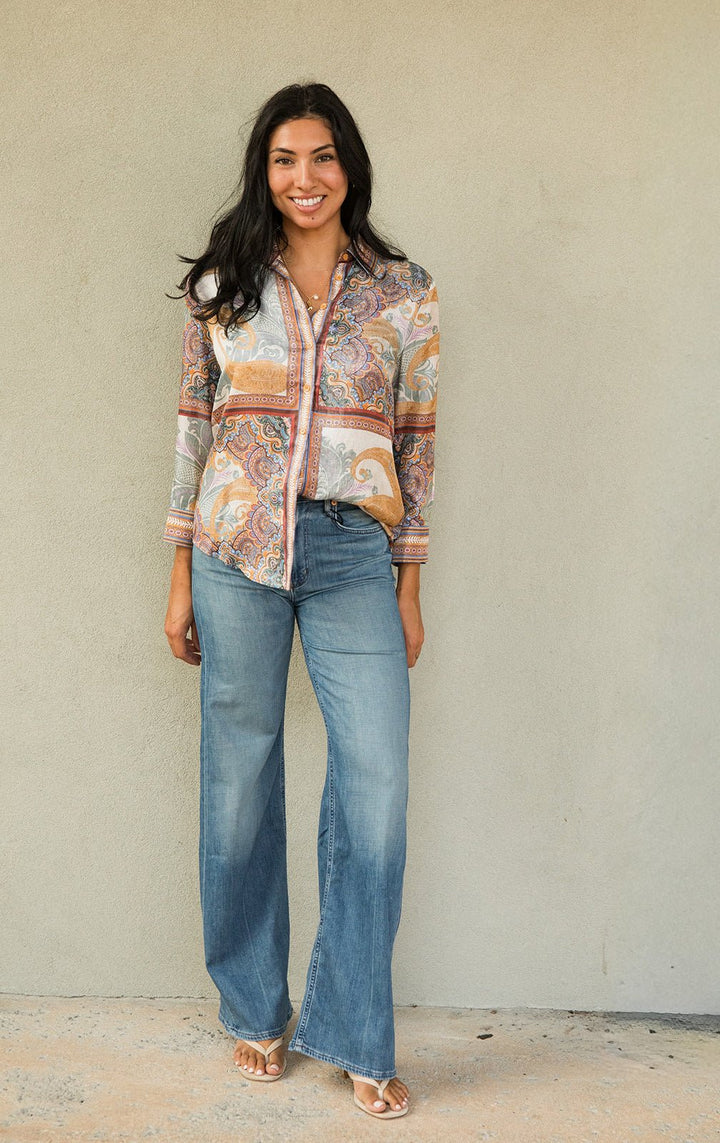 Babette Button Down Blouse - Brown - Jaffi&