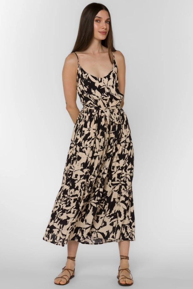 Barbados Black Cream Floral Dress