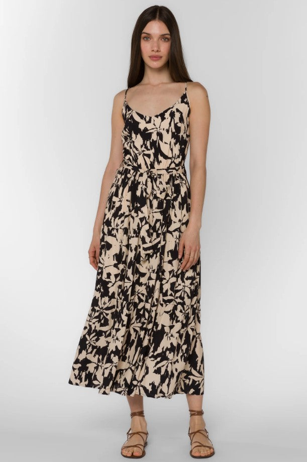 Barbados Black Cream Floral Dress