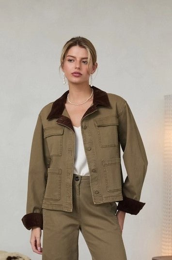 Barn Jacket - Olive/Brown - Jaffi&