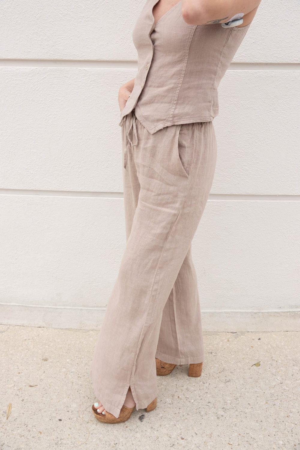 Beachfront Linen Pants - Sanstone - Jaffi's