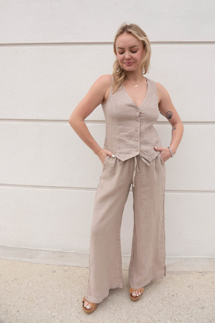 Beachfront Linen Pants - Sanstone - Jaffi's