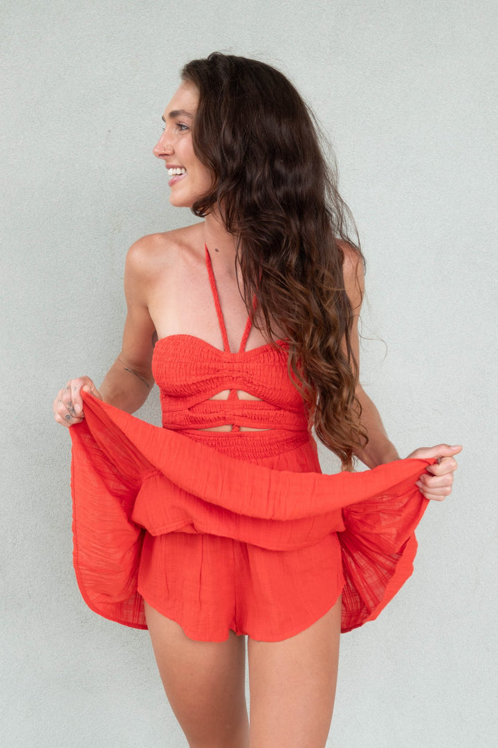 Belize Braided Mini Dress - Cherry - Jaffi's