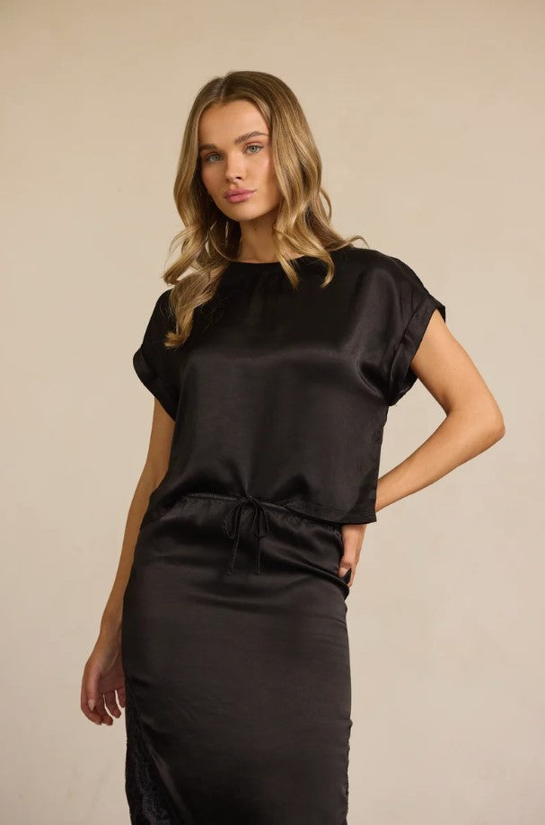 Beverly Satin Top - Black