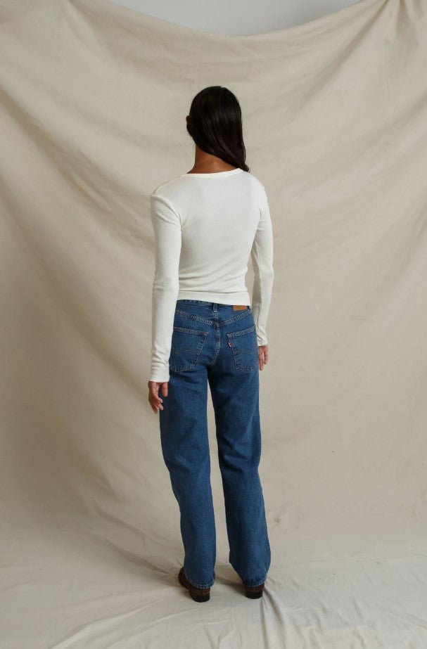 Bianca Micro Modal Cashmere Rib Top - Natural - Jaffi&