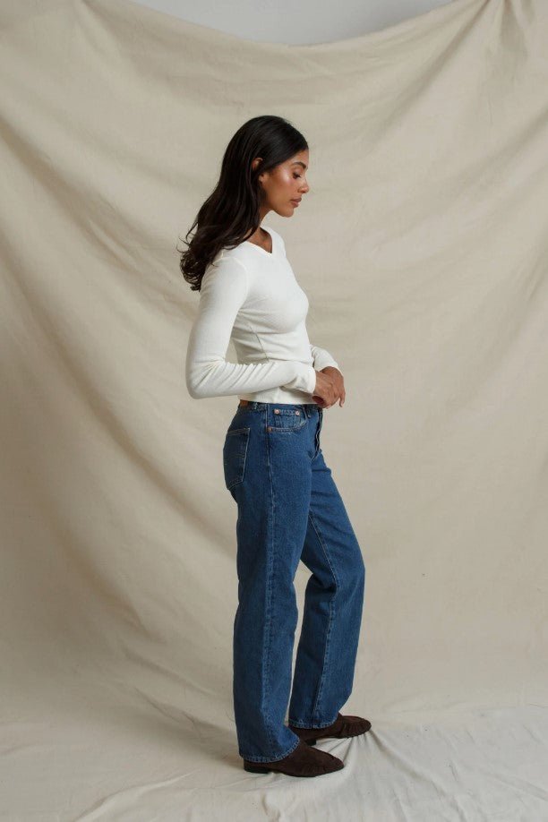 Bianca Micro Modal Cashmere Rib Top - Natural - Jaffi&