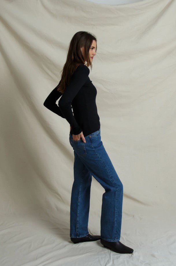 Bianca Micro Modal Cashmere Rib Top - True Black - Jaffi's