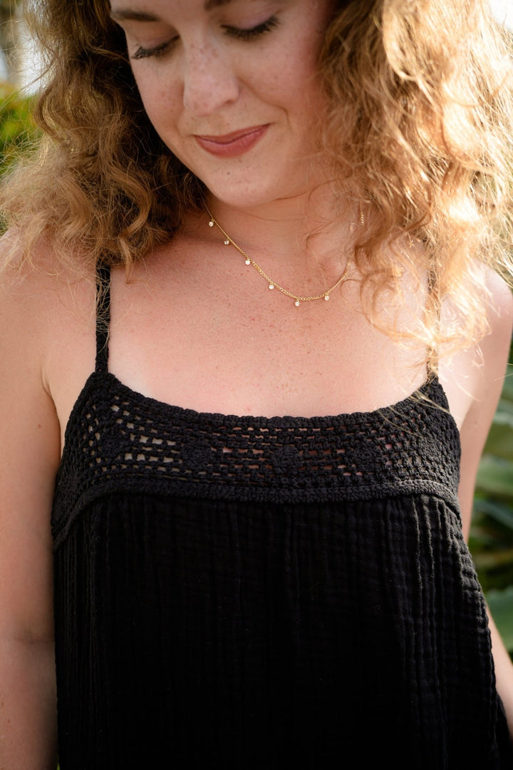 Black Emree Gauze Mini Dress - Jaffi's
