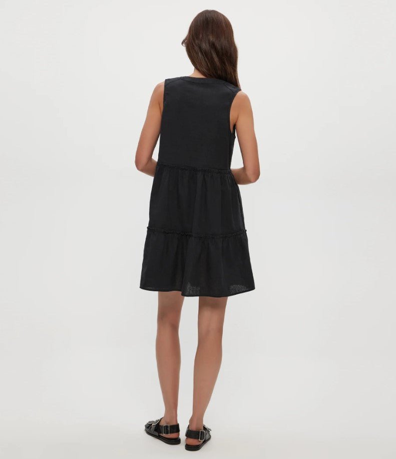 Black Sandra Linen Dress - Jaffi's