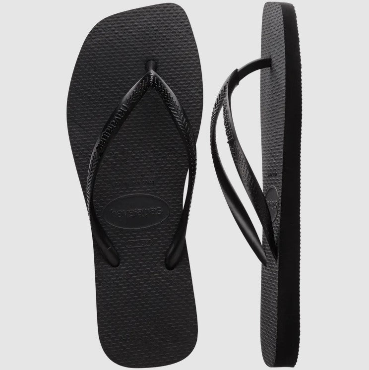 Black Square Slim Flip Flop - Jaffi's