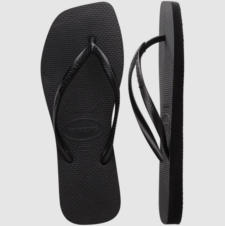 Black Square Slim Flip Flop - Jaffi's